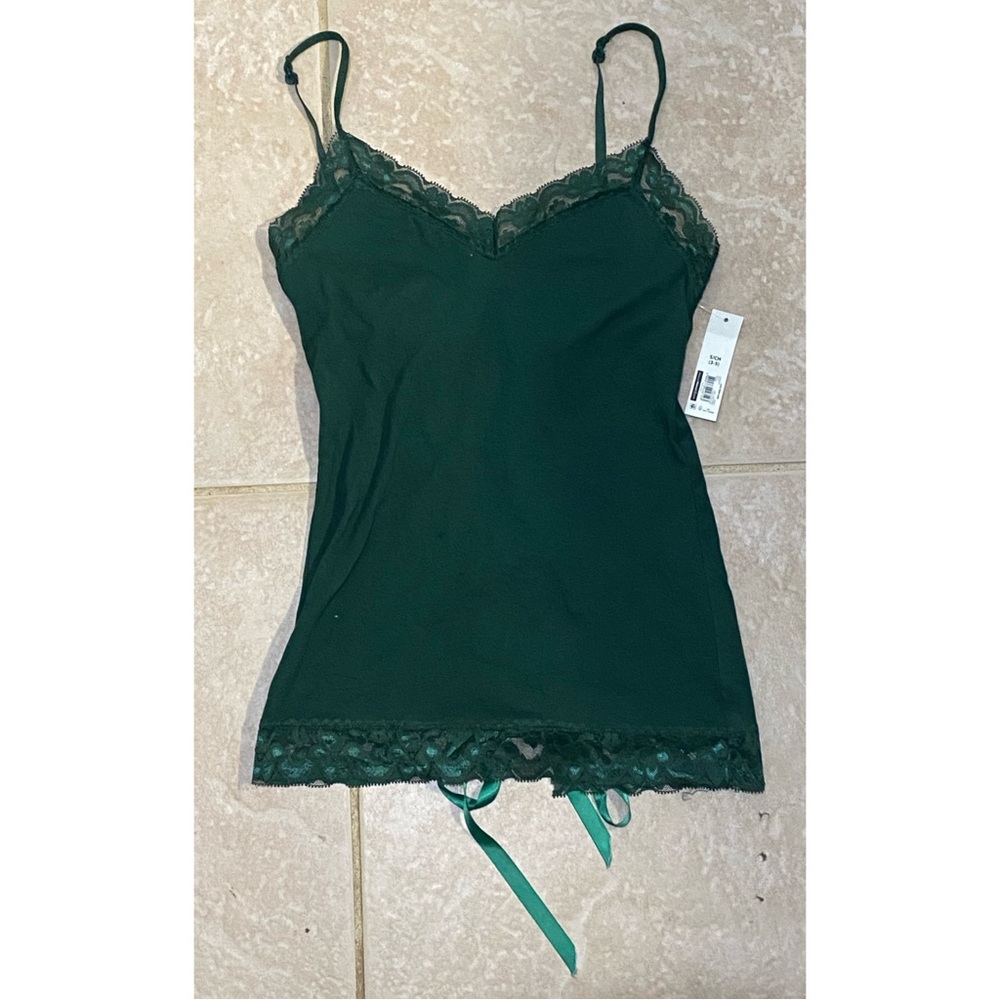 DONATED - NWT D.I.Y Lace Up Forest Green Cami Tank Top - Picture 2 of 6